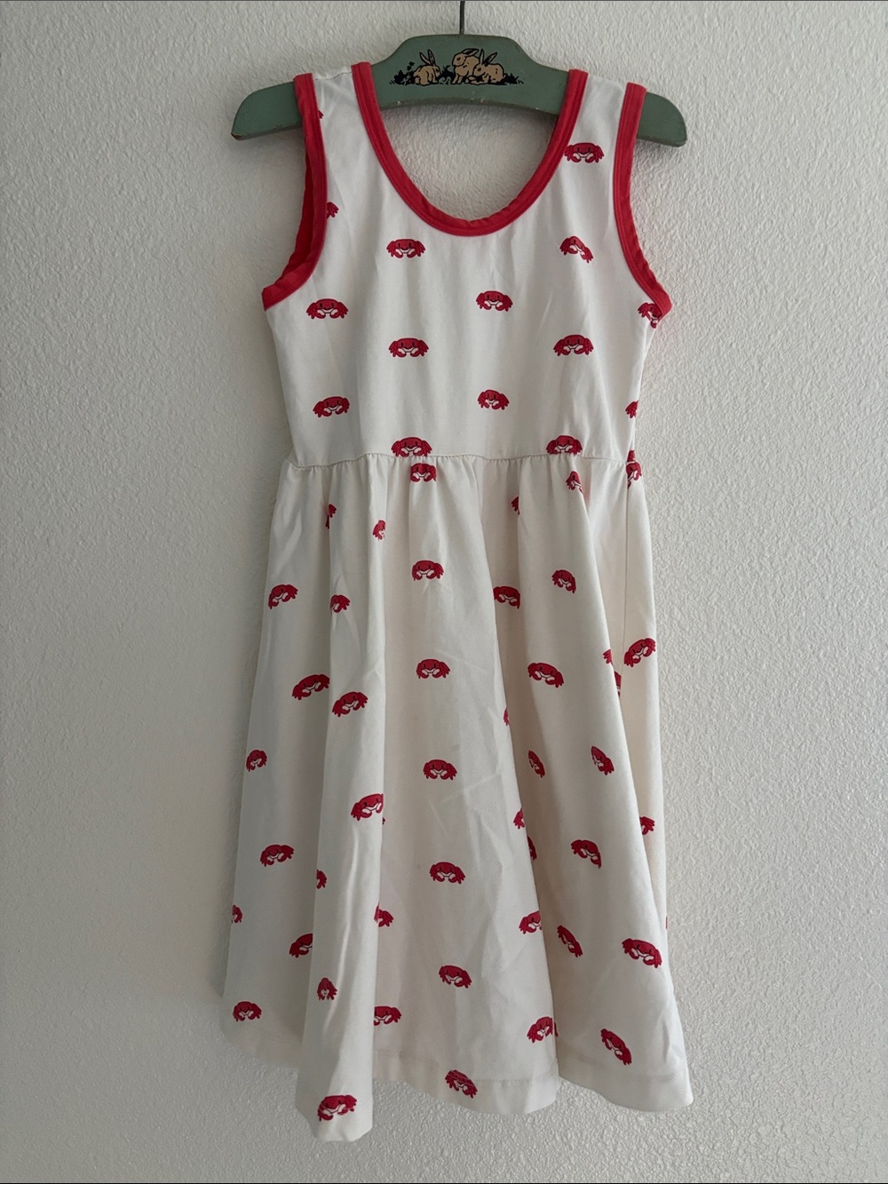 Monica + Andy Sleeveless Crab Print Twirl Dress Size 8 White and Red Girly